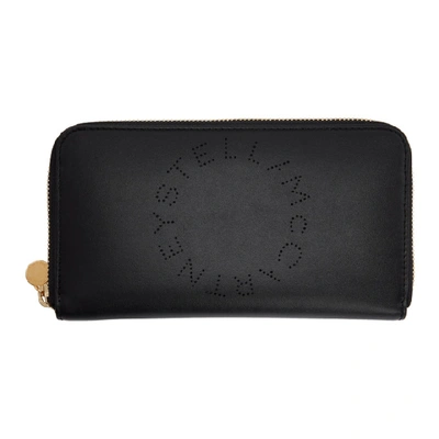 Stella Mccartney Logo Zip Around Wallet In Black