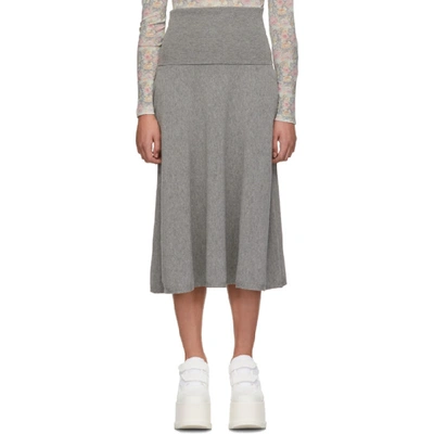 Stella Mccartney A-line Wool-blend Midi Skirt In Grey