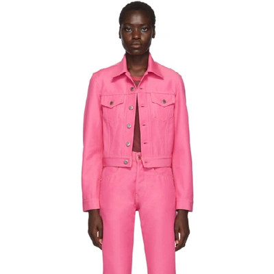 Helmut Lang Masc Cropped Denim Jacket In Prism Pink