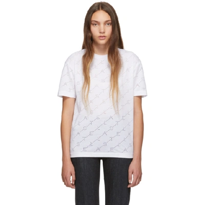 Stella Mccartney T-shirt With Crystal Monogram In Bianco