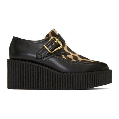 Stella Mccartney Buckled Leopard-print Faux-leather Platform Shoes In Black