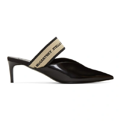 Stella Mccartney 黑色 And 灰褐色徽标穆勒鞋 In Smc.1005