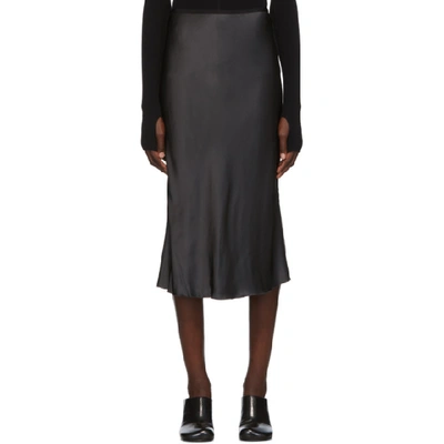 Helmut Lang Black Double Satin Slip Skirt In Graphite