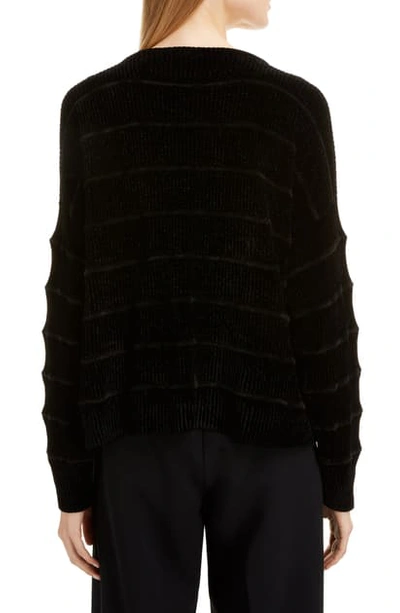 Sara Lanzi Velvety Chenille Crewneck Sweater In Plain Black