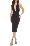 DRESS THE POPULATION VANESSA HALTER BODY-CON MIDI DRESS,DDR183-3086