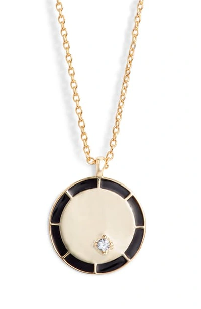 Argento Vivo Enamel Medallion Pendant Necklace In Gold/ Black