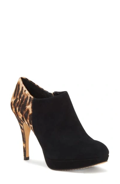 Vince Camuto Elvin Platform Bootie In Black/natural Suede/calf Hair