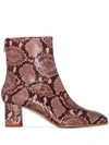 AEYDE MEL SNAKE-EFFECT 60MM ANKLE BOOTS