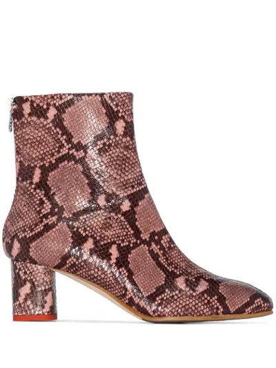Aeyde Mel Snake-effect 60mm Ankle Boots In Pink
