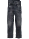 R13 LEYTON CROSSOVER-FRONT JEANS - 黑色
