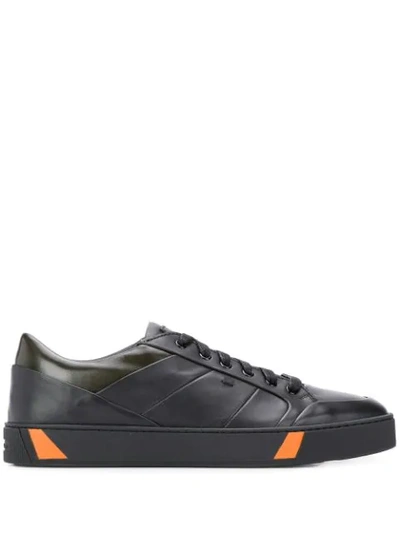 Santoni Lace-up Low-top Trainers In Black