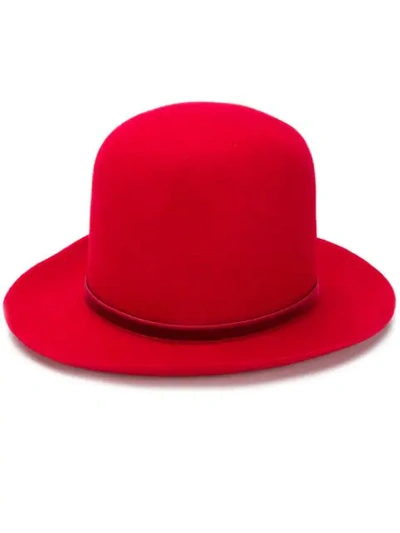 Ann Demeulemeester Velvet Ribbon Top Hat In Red