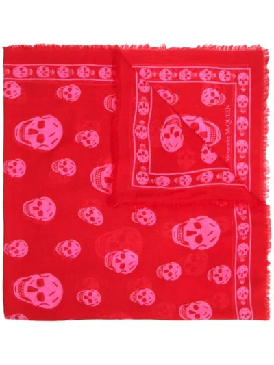 Alexander Mcqueen Skull-print Scarf In 6472 Red