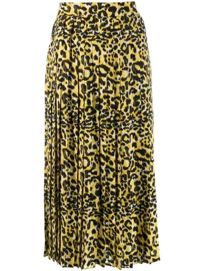 Gucci Leopard Print Silk Skirt In Yellow In Black