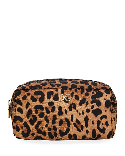Dolce & Gabbana Leopard Nylon Cosmetic Case In Tiger