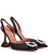 Amina Muaddi Begum 95 Embellished Velvet Slingback Pumps In Black