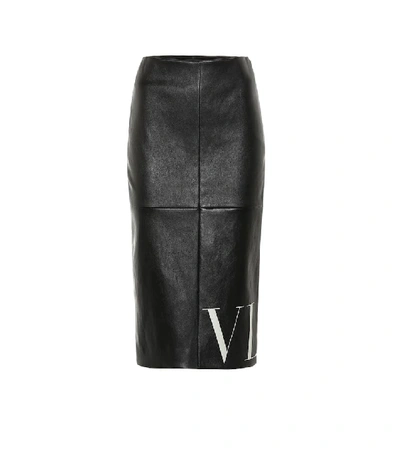 Valentino Garavani Vltn Print Pencil Skirt In Black
