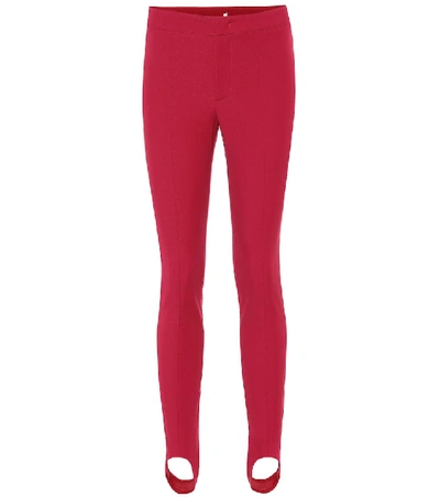 Moncler Mid-rise Stirrup Stretch-twill Leggings In Pink