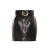 VERSACE LEATHER MINISKIRT,P00412733