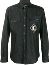 DOLCE & GABBANA EMBROIDERED LOGO DENIM SHIRT