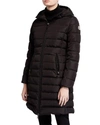 Moncler Talev Long Leather-trim Puffer Coat In Black