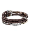 JOHN HARDY MEN'S CLASSIC CHAIN BEADED LEATHER WRAP BRACELET, BROWN,PROD222720372