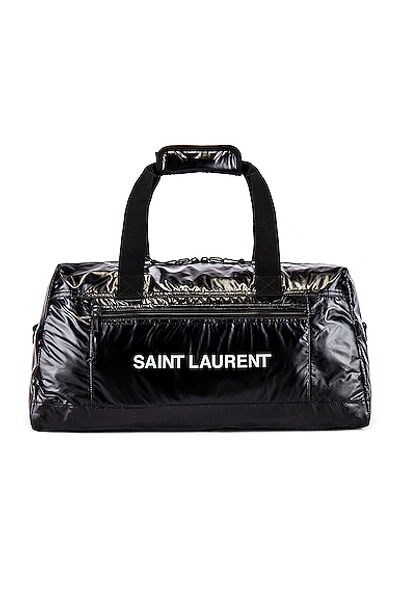 Saint Laurent Nylon Ripstop Duffel Bag In Black & Platinum