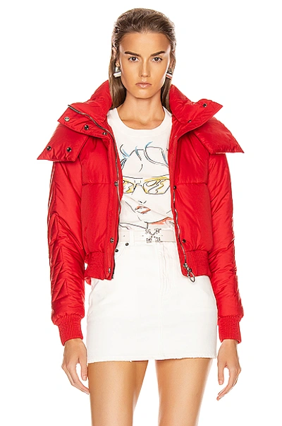 Off-white Hooded Down Jacket In Red