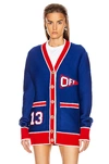 Off-white Intarsia Wool-blend Cardigan In Blue & Red