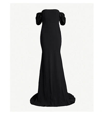 Alex Perry Linden Off-the-shoulder Crepe Charmeuse Gown In Black