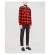 SANDRO CHECKED COTTON-FLANNEL AND COTTON-JERSEY OVERSHIRT