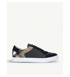 BURBERRY BURBERRY MEN'S BLACK/COMB REETH LEATHER AND SUEDE LOW-TOP TRAINERS,19170771