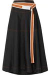 LEE MATHEWS LUCIEN BELTED POPLIN MIDI SKIRT