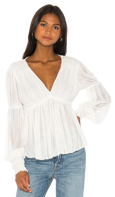 Free People Day Dreaming Balloon-sleeve Top In Ivory