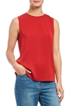 Theory Sleeveless Silk Stretch Top In Crimson