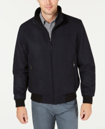 CALVIN KLEIN MEN'S WOOL BOMBER JACKET WITH KNIT TRIM