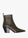 AEYDE AEYDE GREEN KATE 80 LEATHER ANKLE BOOTS,KATESNAKEPRINT14031095