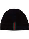 GUCCI GUCCI GCCI TAB BEANIE - 黑色