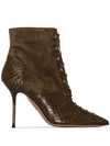 AQUAZZURA BERLIN 95MM LACE-UP ANKLE BOOTS