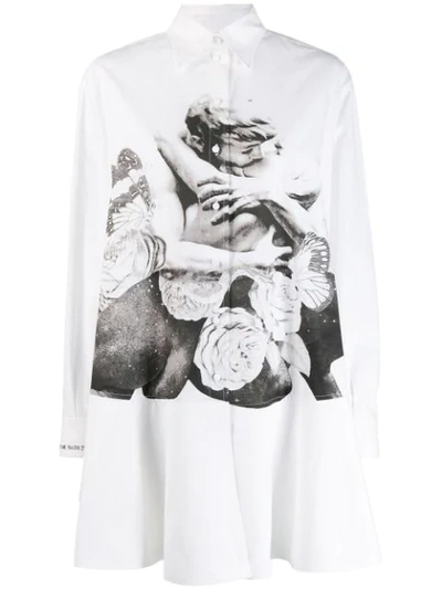 Valentino Lovers-print Cotton Button-front Shirtdress In White