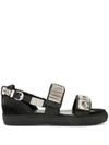 Toga Embossed Strap Sandals In Black
