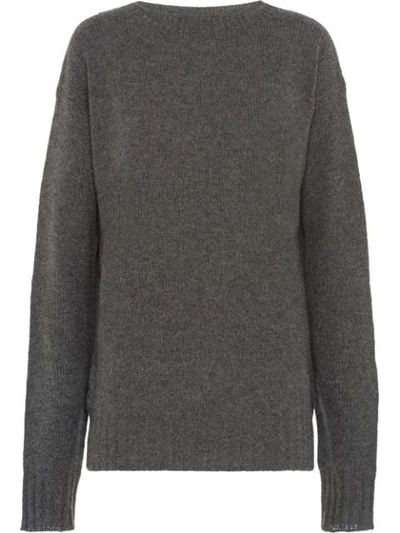 Prada Relaxed Cashmere Jumper In Grey