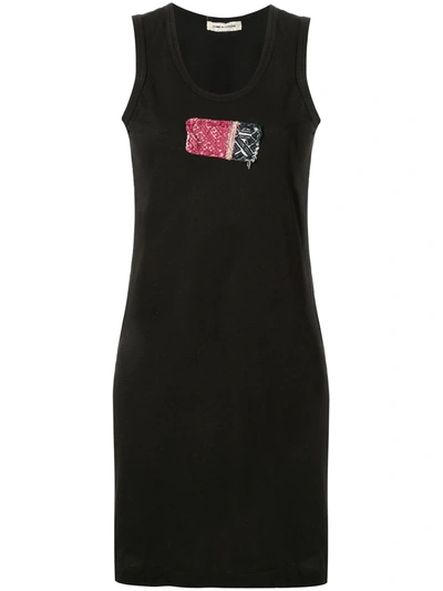 Pre-owned Comme Des Garçons Woven Patch Tank Dress In Black