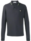 Stone Island Logo Patch Polo Shirt In Grey