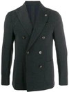 LARDINI LARDINI DOUBLE-BREASTED BLAZER - 灰色