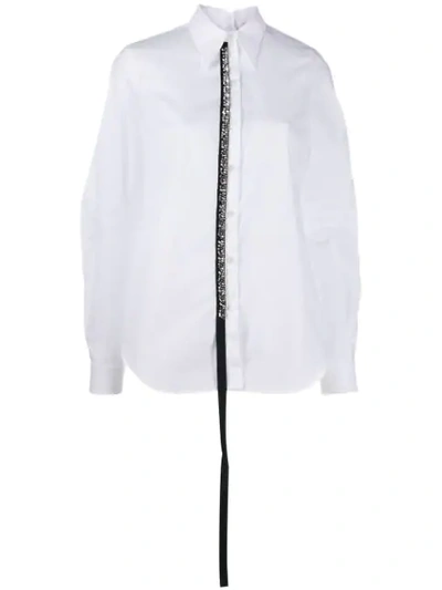 N°21 Crystal-ribbon Cotton-poplin Shirt In White,black