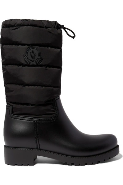 Moncler Ginette Quilted Nylon And Rubber Rain Boots In Black