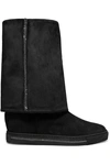 RENÉ CAOVILLA CRYSTAL-EMBELLISHED SUEDE WEDGE BOOTS