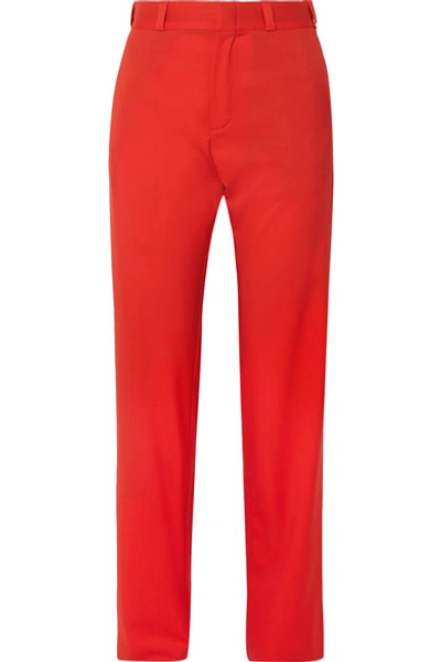 Vetements Wool Straight-leg Trousers In Red