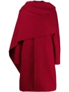 Balenciaga Draped Houndstooth Wool Coat In Red